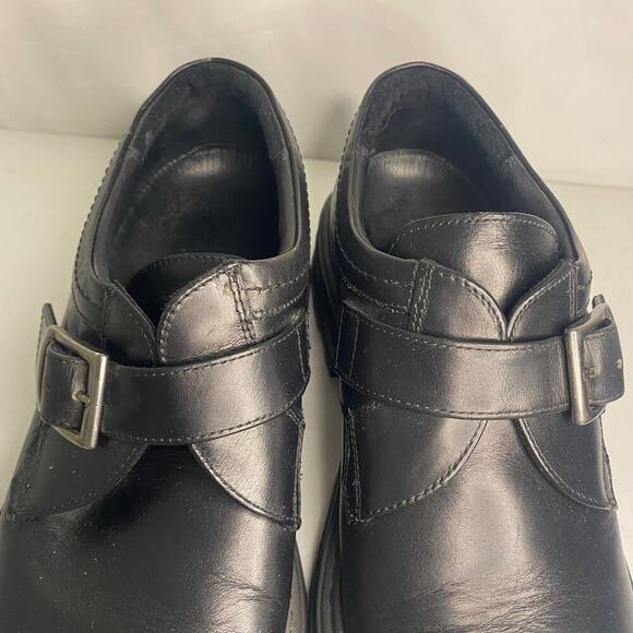 Men's Clarks Made In Italy Leather Black Dress Shoes Buckle Square Toe Size 10.5 - Picture 6 of 16